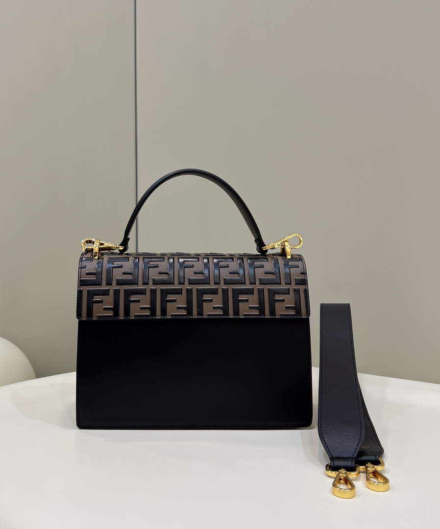 Fendi 8BT315 Kan I Shoulder Bag Black leather