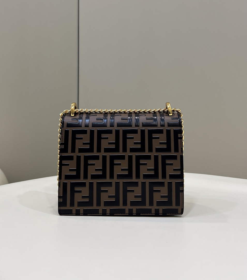 Fendi 8M0417 Kan U Small Shoulder mini-bag Brown leather