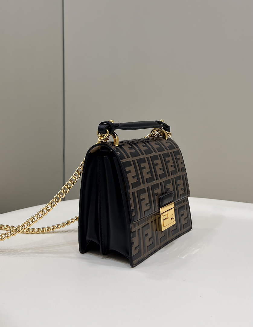 Fendi 8M0417 Kan U Small Shoulder mini-bag Brown leather