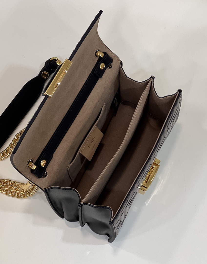 Fendi 8M0417 Kan U Small Shoulder mini-bag Brown leather