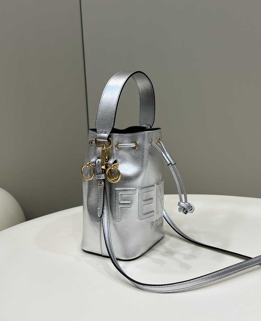 Fendi Bucket Bag Mon Tresor 8BS010 Silver quilted leather Marc Jacobs mini-bag