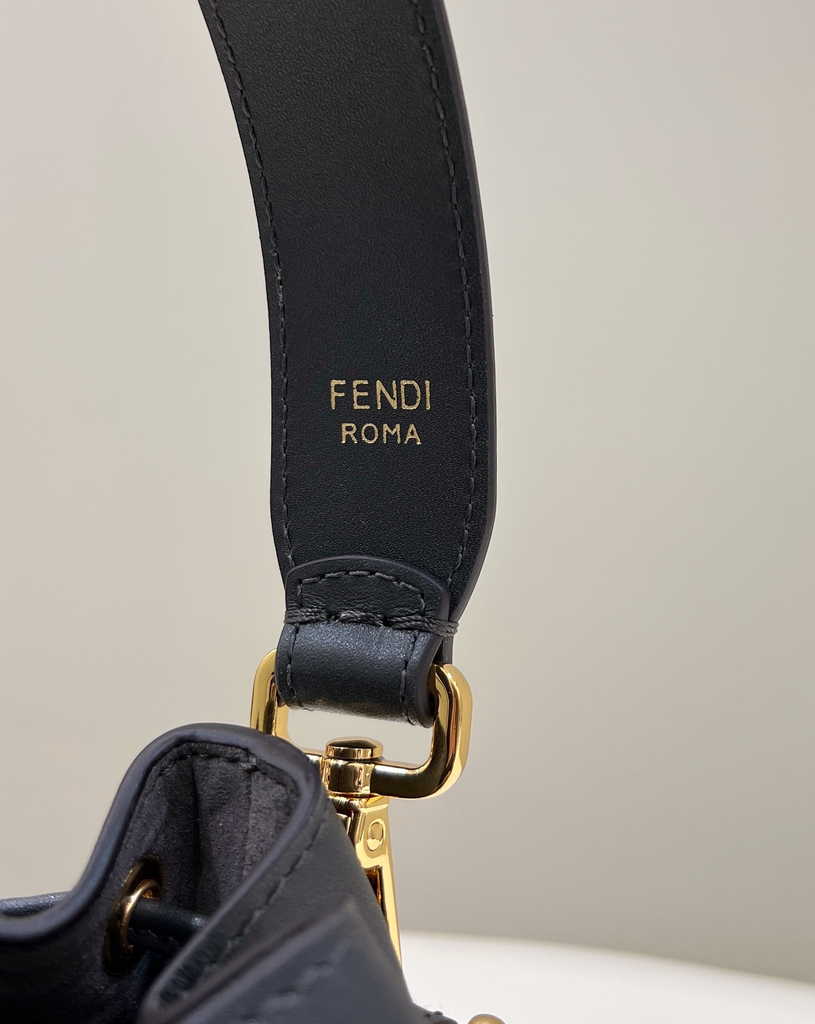 Feendi 8BS010 Bucket Bag Mon Tresor black leather mini-bag with FF print