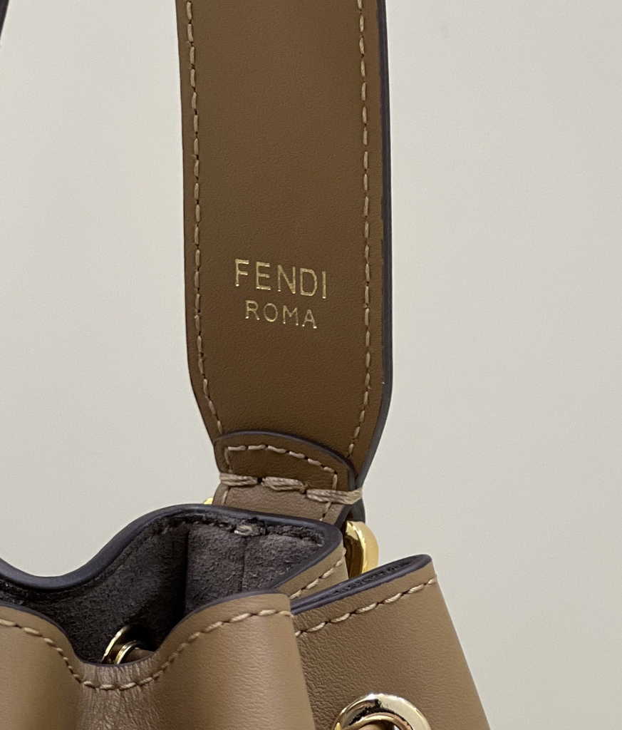 Feendi 8BS010 Bucket Bag Mon Tresor brown leather mini-bag with FF print