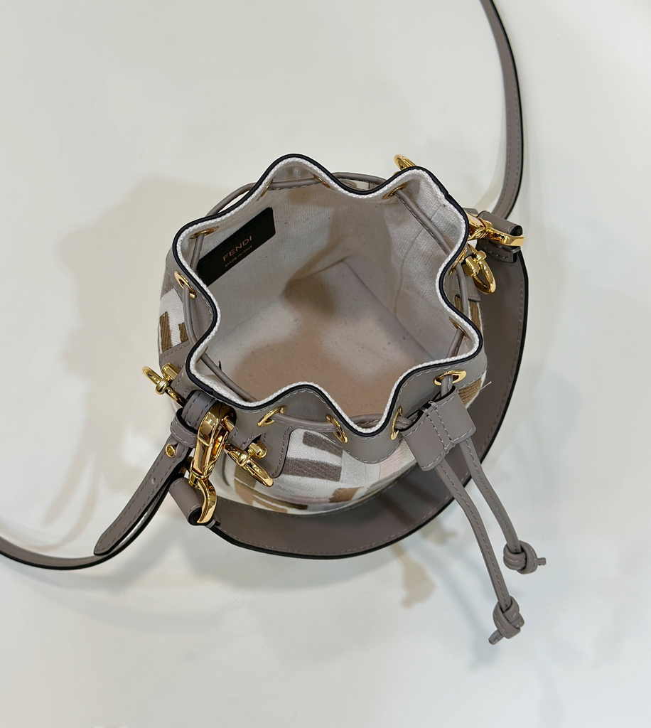 Fendi Bucket Bag Mon Tresor 8BS010 Gray Leather