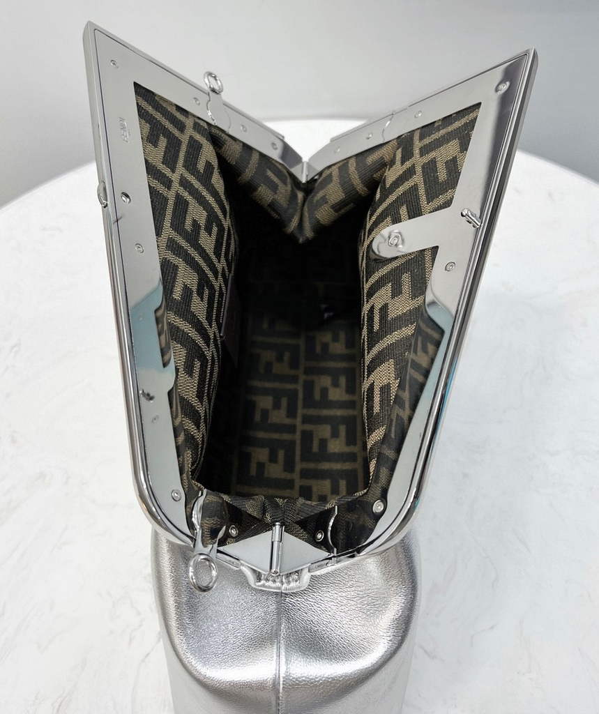 Fendi First Medium 8BP127 Silver leather bag