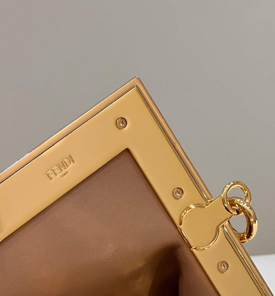 Fendi First Small 8BP129 Dark Beige flannel bag with embroidery