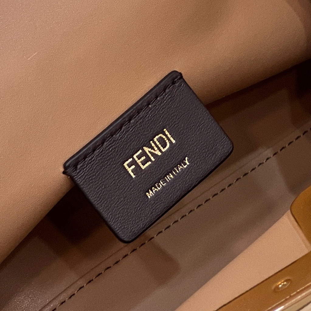 Fendi First Small 8BP129 Dark Beige flannel bag with embroidery