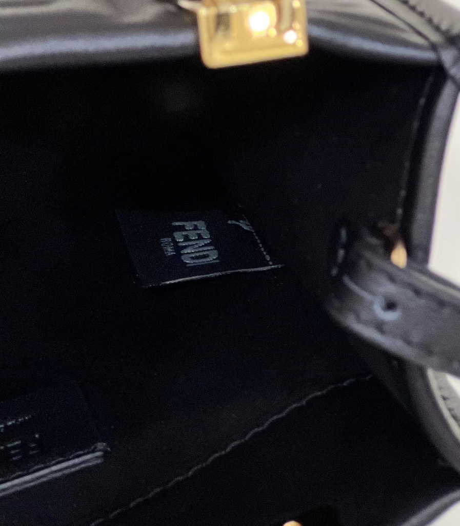 Fendi Mini Sunshine Shopper 8BS051 Black leather mini-bag with FF motif