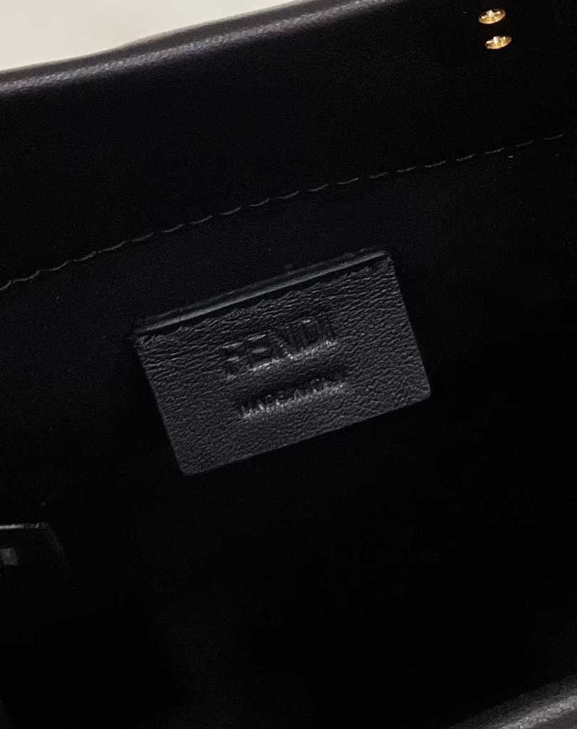 Fendi Mini Sunshine Shopper 8BS051 Black leather mini-bag with FF motif