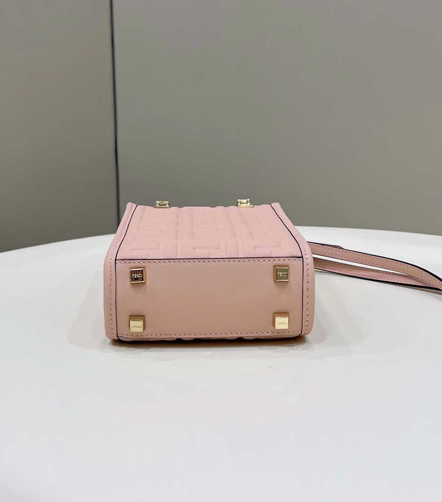 Fendi Mini Sunshine Shopper 8BS051 pink leather mini-bag with FF motif
