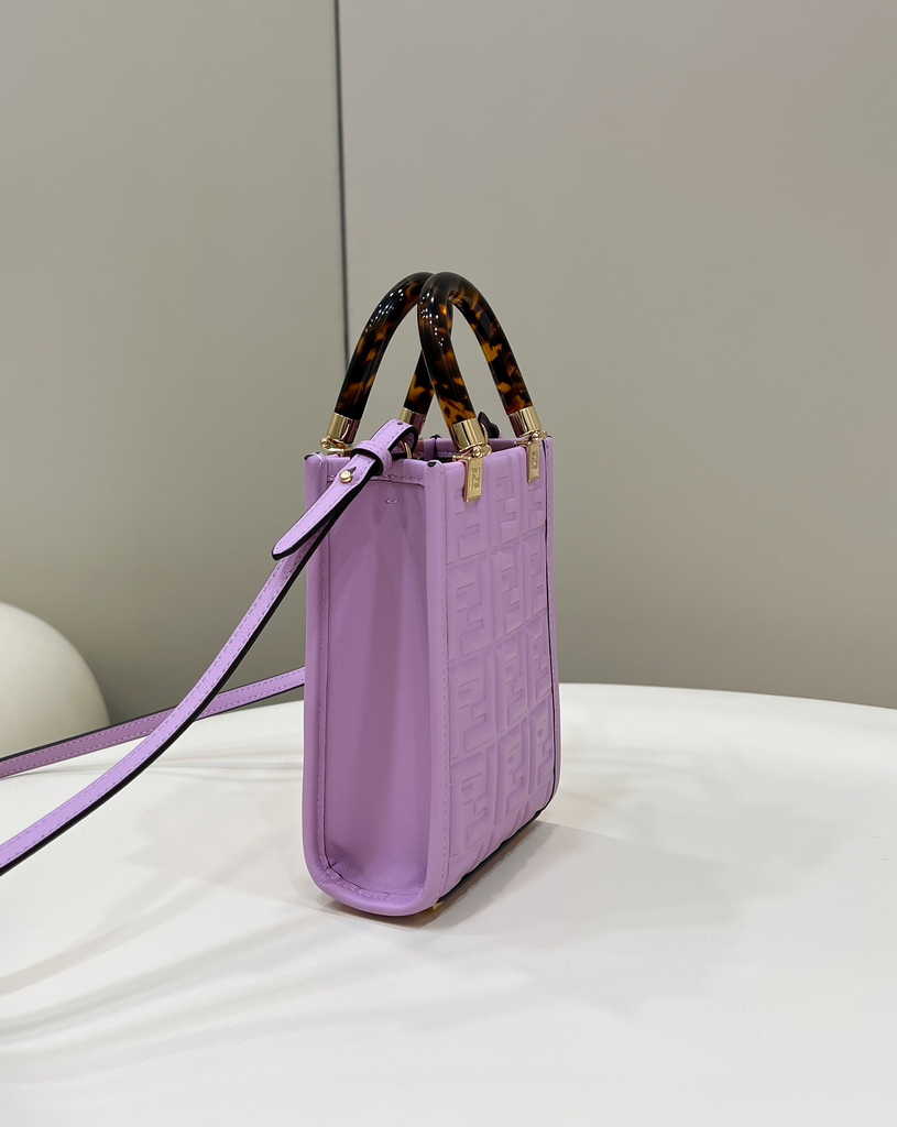 Fendi Mini Sunshine Shopper 8BS051 purple leather mini-bag with FF motif