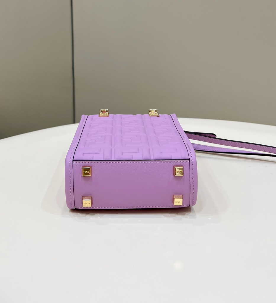 Fendi Mini Sunshine Shopper 8BS051 purple leather mini-bag with FF motif