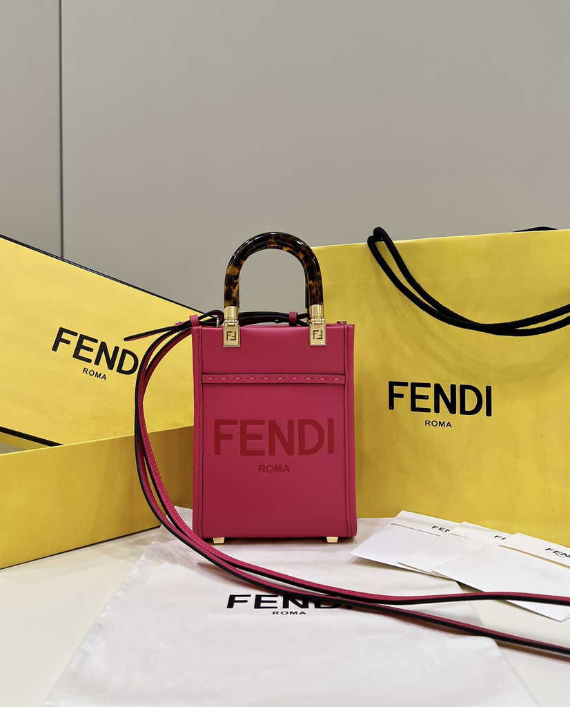 Fendi Mini Sunshine Shopper plum leather mini-bag 8BS051