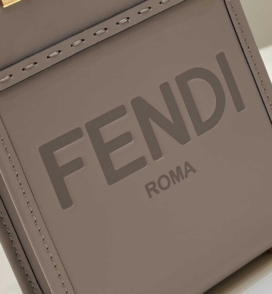 Fendi Mini Sunshine Shopper gray leather mini-bag 8BS051