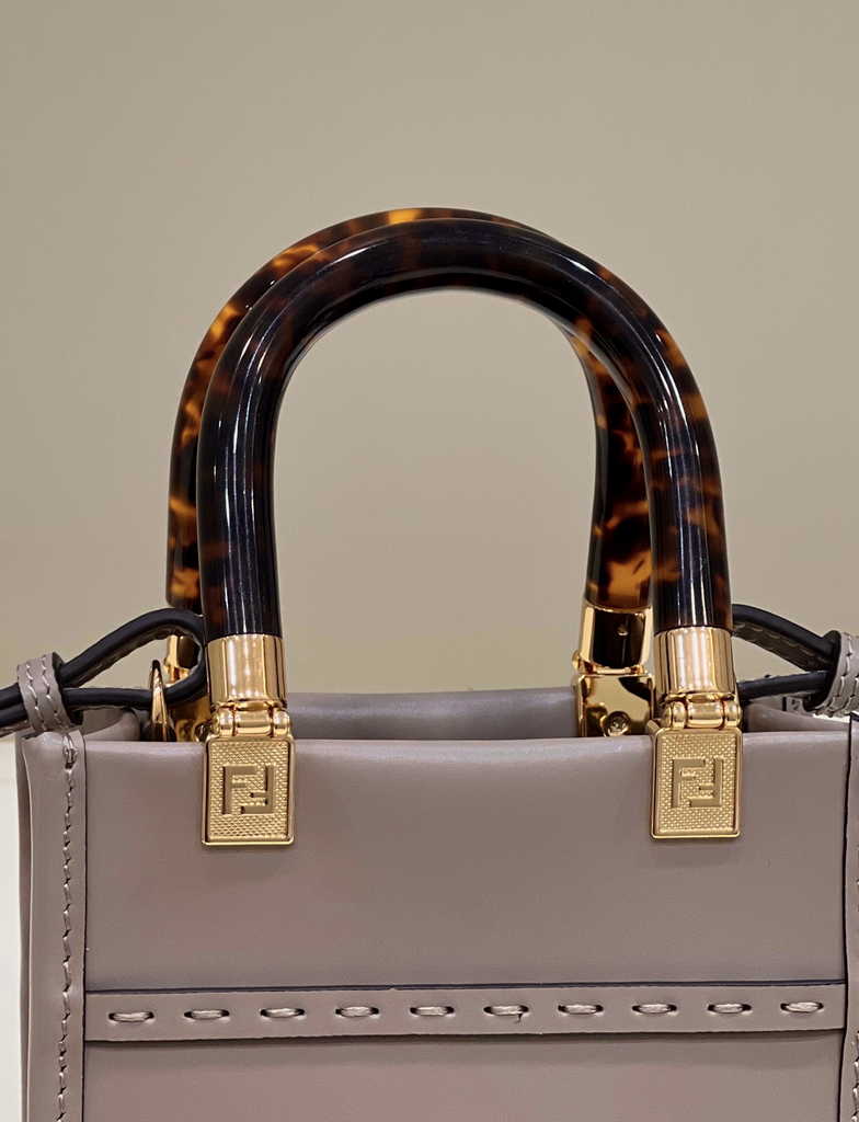 Fendi Mini Sunshine Shopper gray leather mini-bag 8BS051