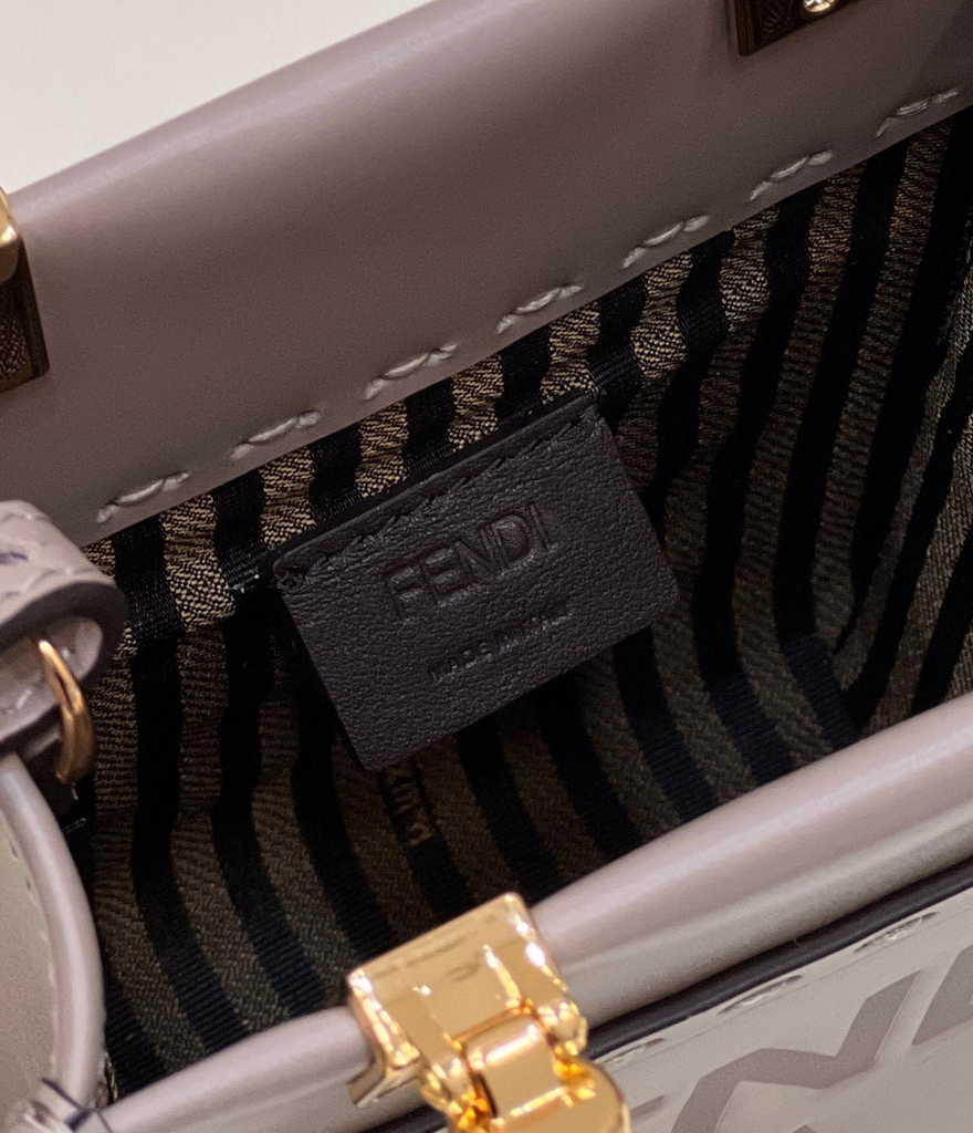 Fendi Mini Sunshine Shopper gray leather mini-bag 8BS051