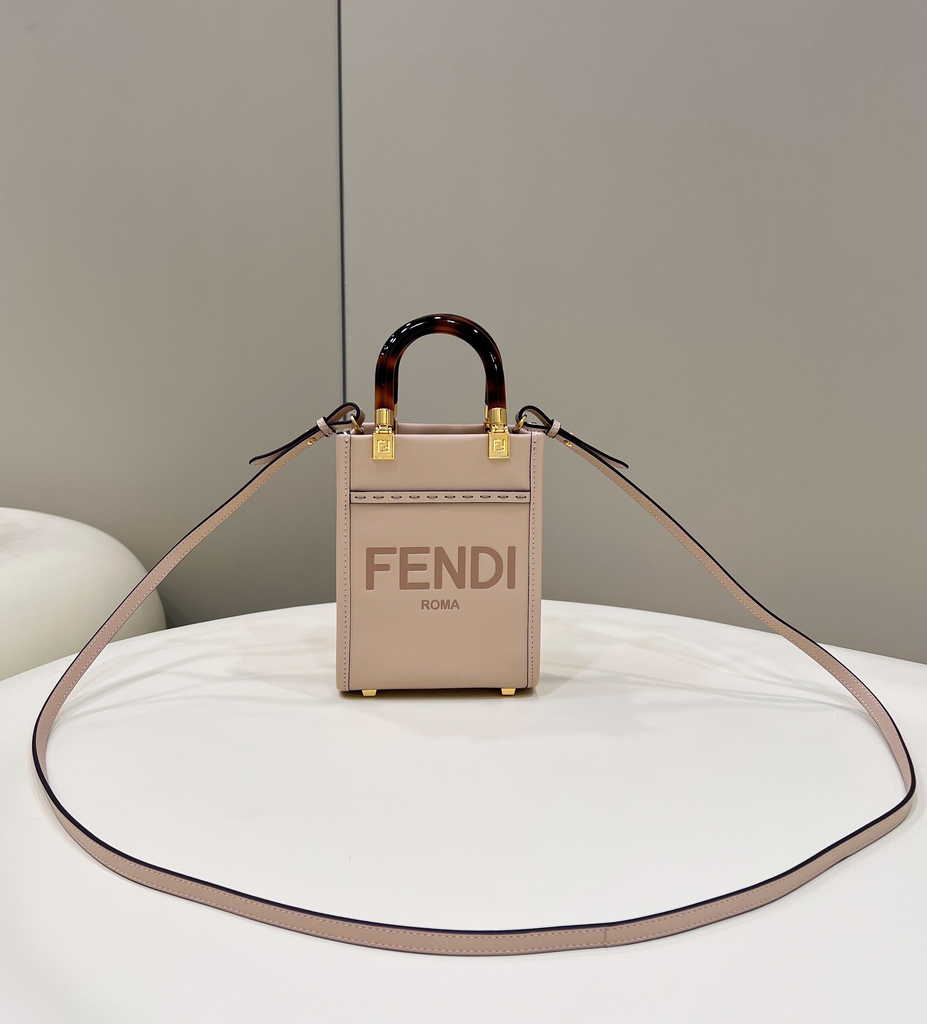 Fendi Mini Sunshine Shopper light pink leather mini-bag 8BS051