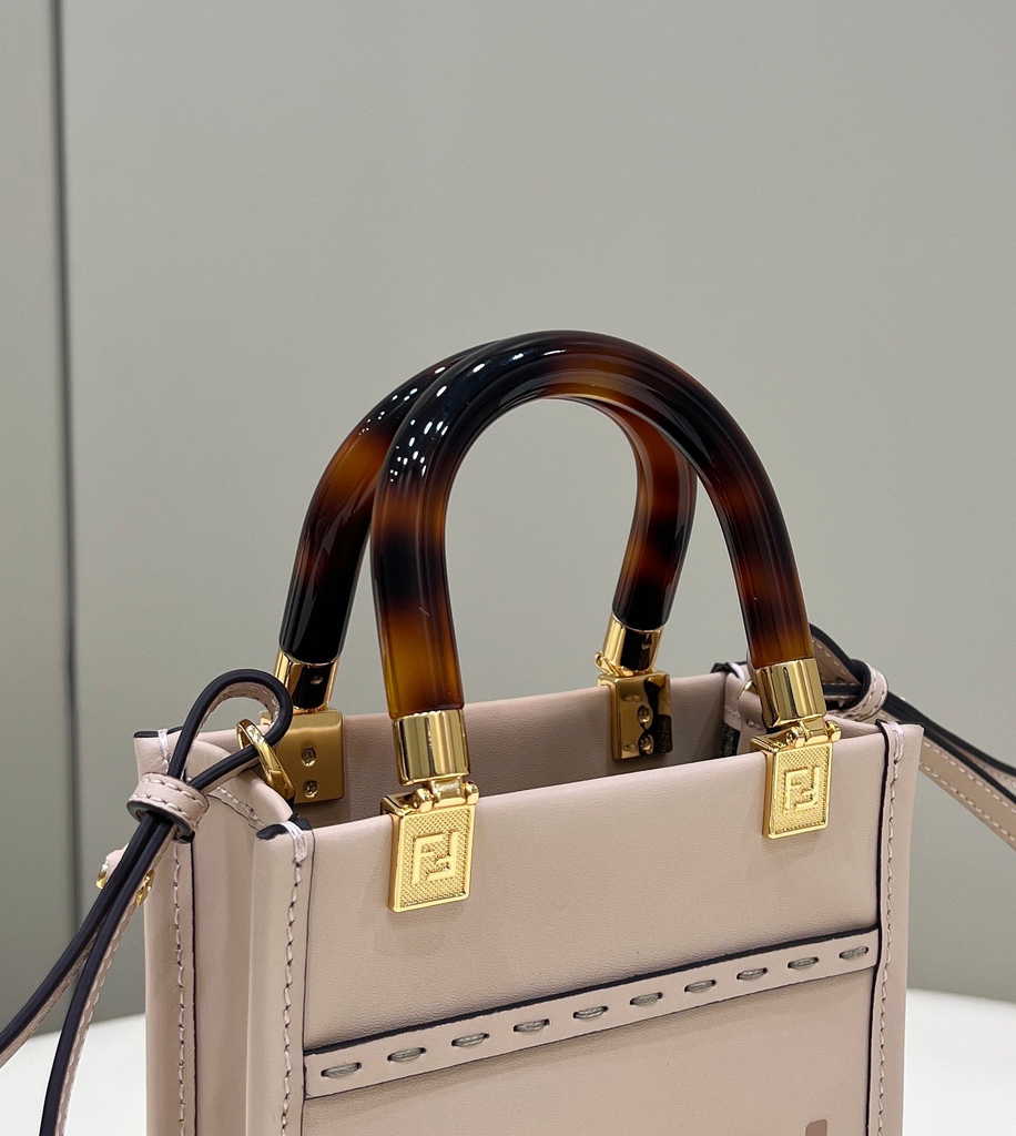 Fendi Mini Sunshine Shopper light pink leather mini-bag 8BS051