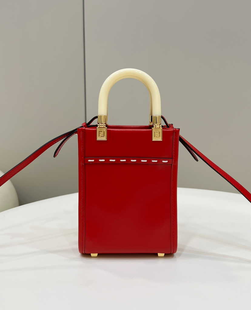 Fendi Mini Sunshine Shopper Red leather mini-bag 8BS051