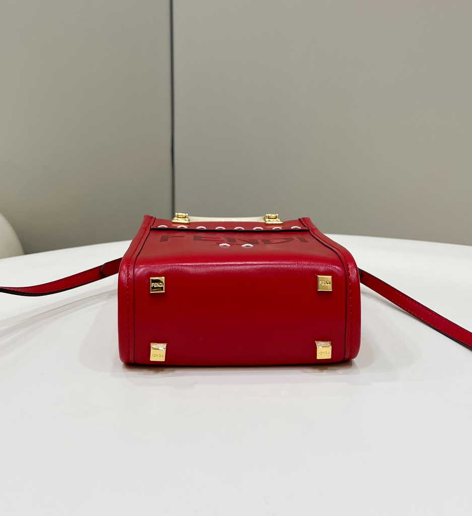 Fendi Mini Sunshine Shopper Red leather mini-bag 8BS051