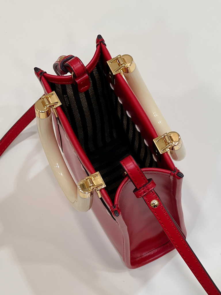 Fendi Mini Sunshine Shopper Red leather mini-bag 8BS051