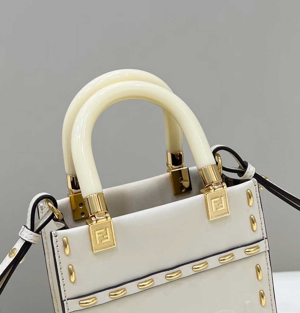 Fendi Mini Sunshine Shopper leather Beige mini-bag 8BS051
