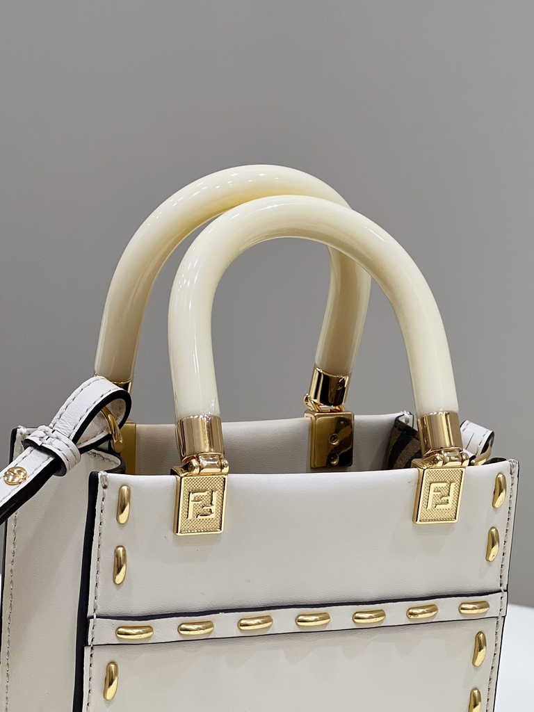 Fendi Mini Sunshine Shopper leather Beige mini-bag 8BS051