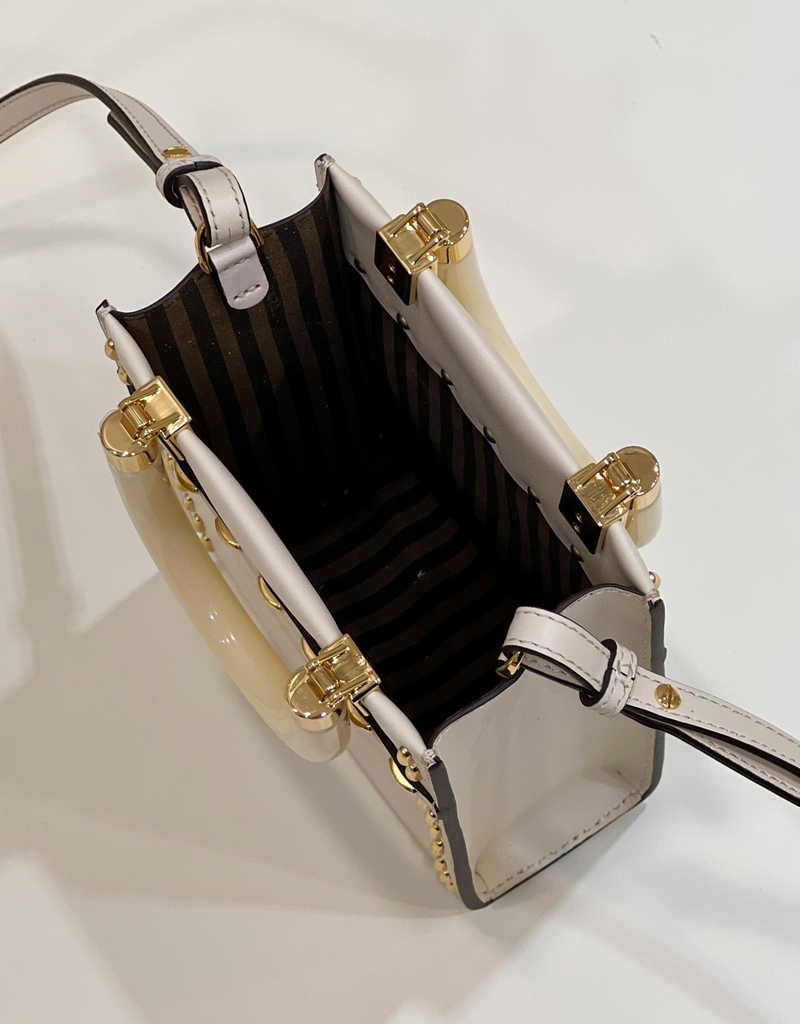Fendi Mini Sunshine Shopper leather Beige mini-bag 8BS051