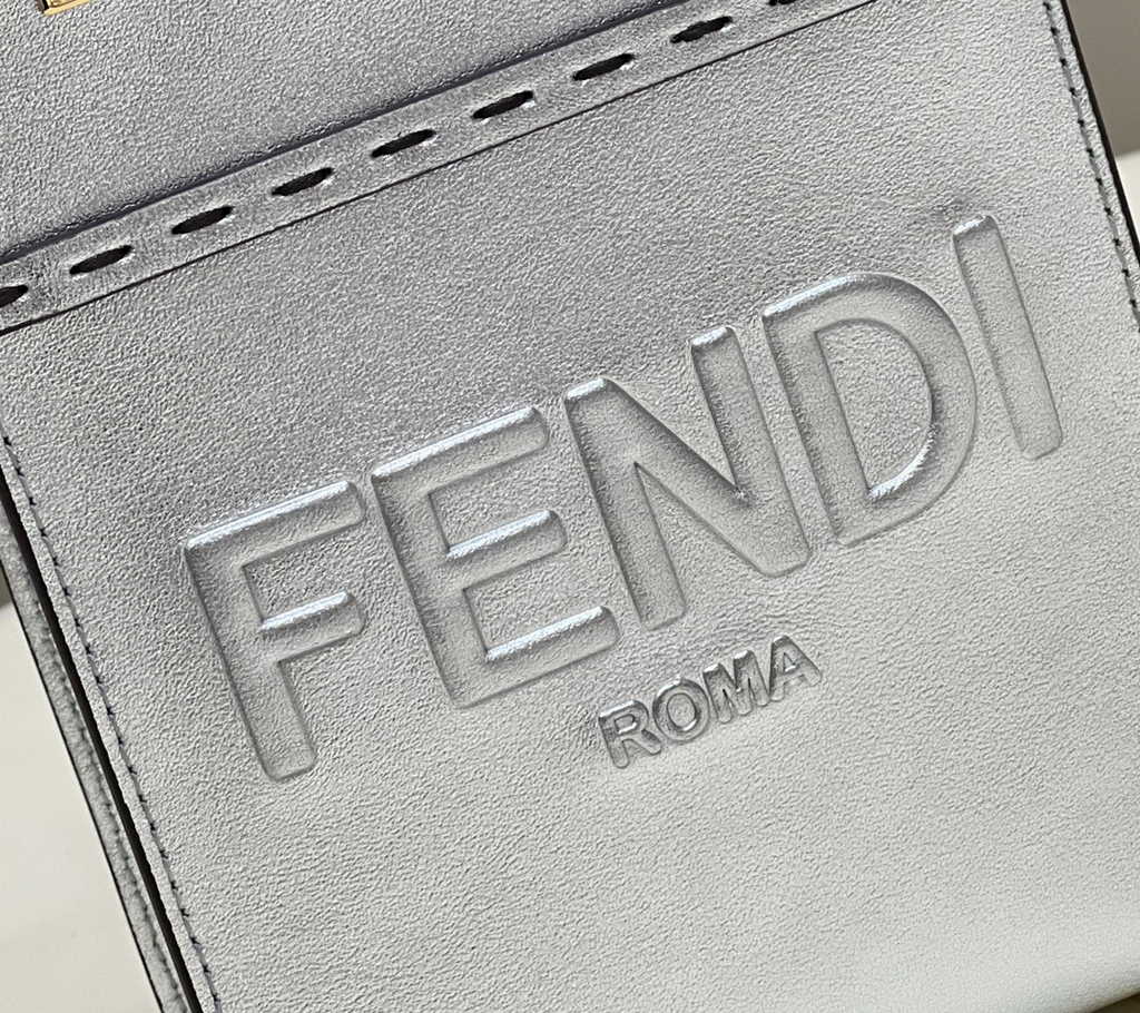 Fendi Mini Sunshine Shopper Silver leather mini-bag 8BS051