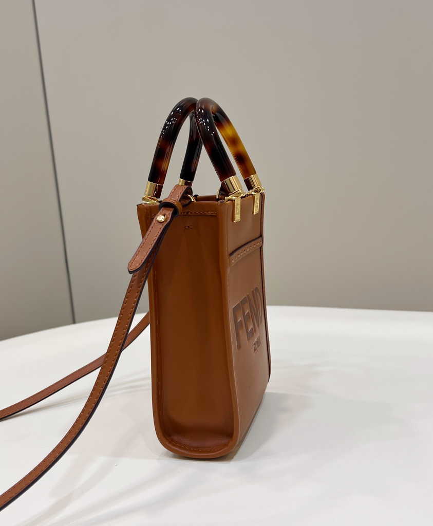 Fendi Mini Sunshine Shopper Brown leather mini-bag 8BS051