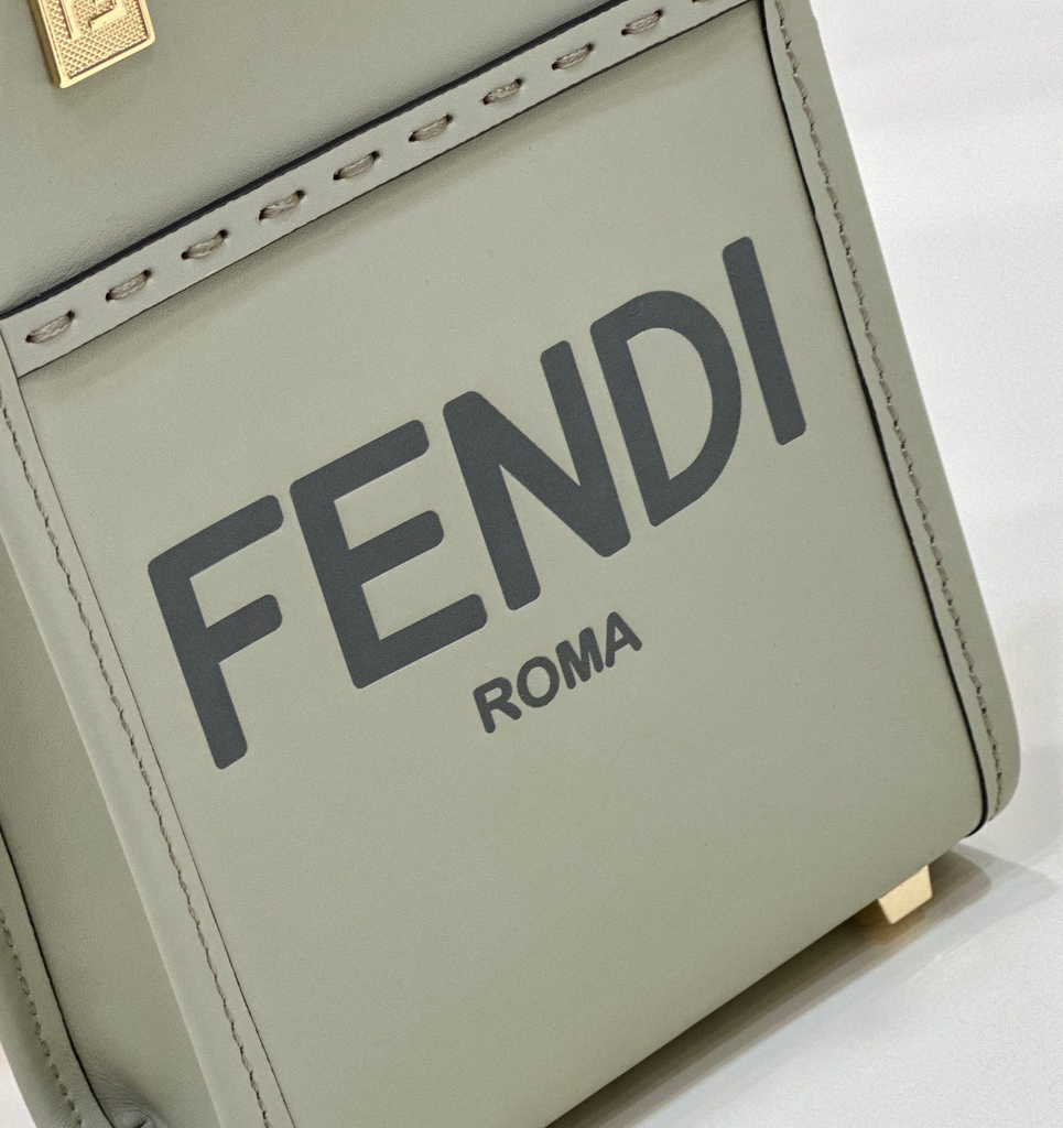 Fendi Mini Sunshine Shopper green leather mini-bag 8BS051