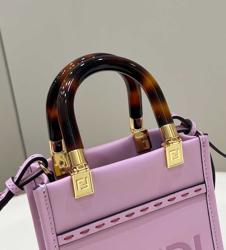 Fendi Mini Sunshine Shopper purple leather mini-bag 8BS051