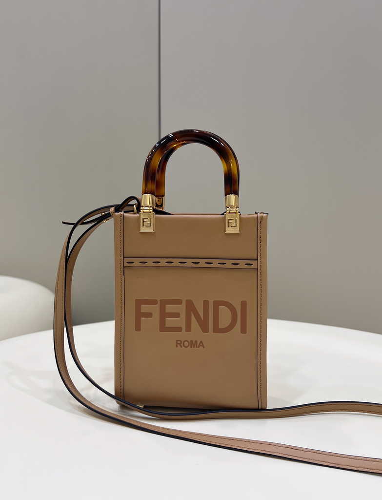 Fendi Mini Sunshine Shopper apricot leather mini-bag 8BS051