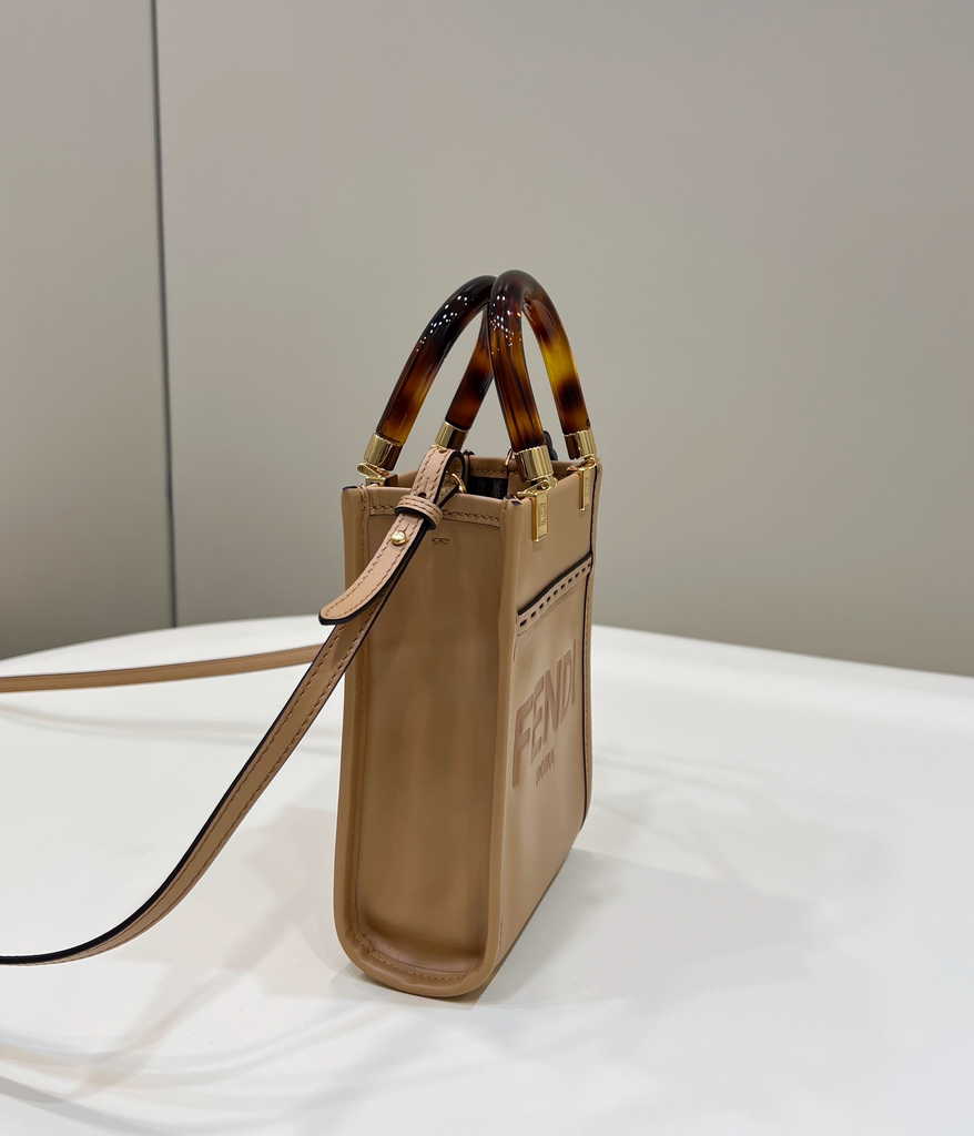 Fendi Mini Sunshine Shopper apricot leather mini-bag 8BS051