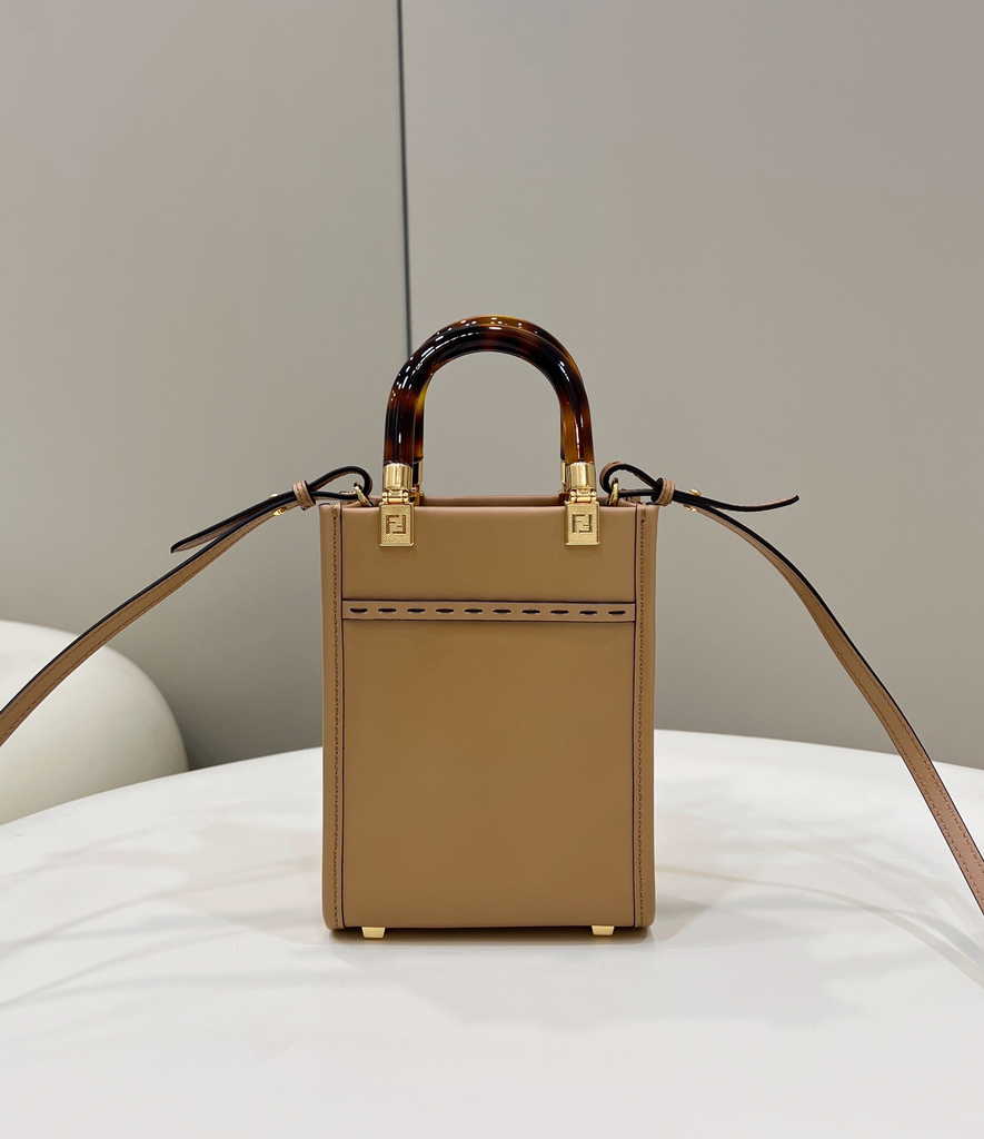 Fendi Mini Sunshine Shopper apricot leather mini-bag 8BS051