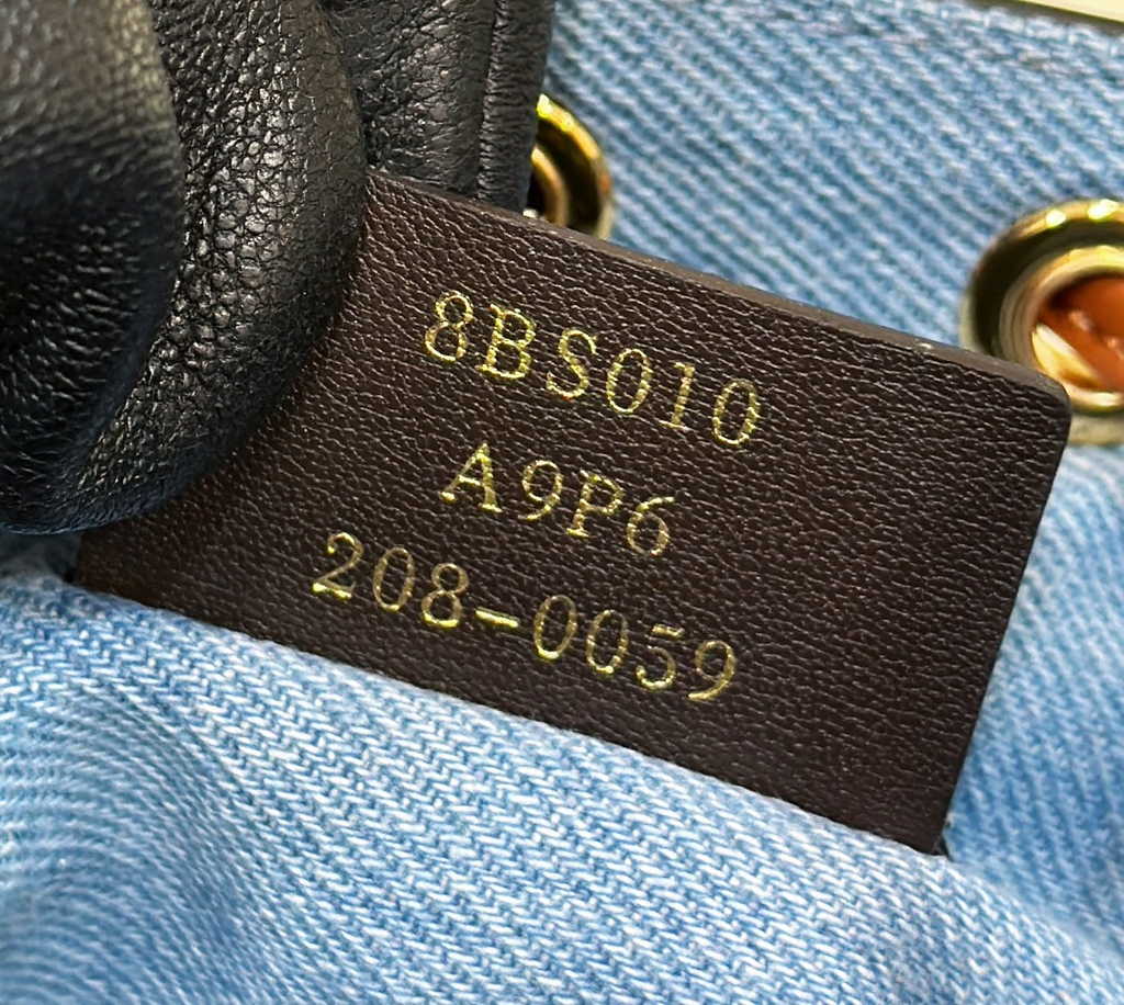 Fendi Bucket Bag Mon Tresor 8BS010 Light blue denim mini-bag with FF embroidery
