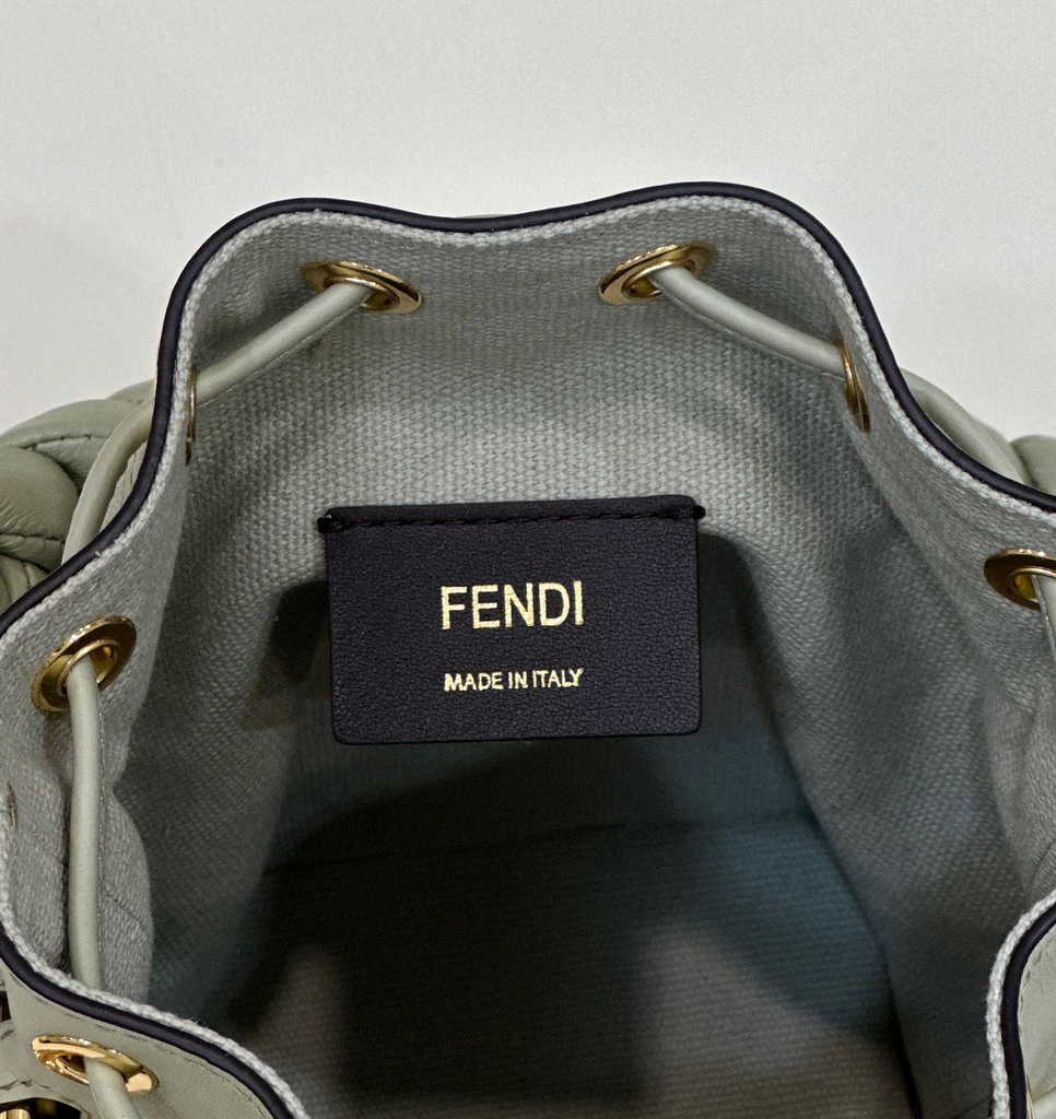 Fendi Bucket Bag Mon Tresor 8BS010 Light green FF canvas mini-bag