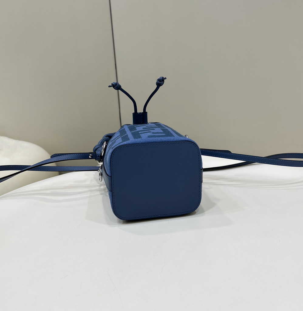 Fendi Bucket Bag Mon Tresor 8BS010 Blue FF canvas mini-bag