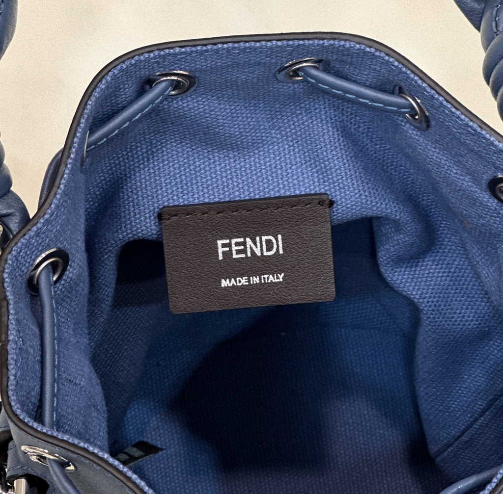 Fendi Bucket Bag Mon Tresor 8BS010 Blue FF canvas mini-bag