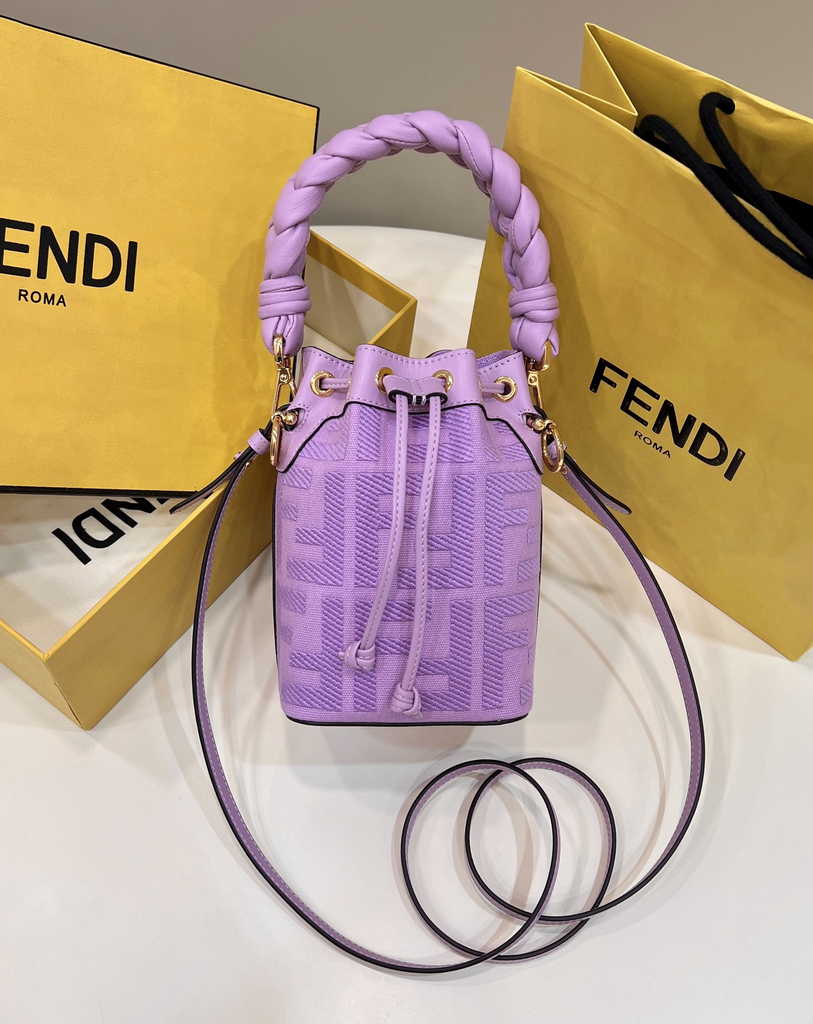 Fendi Bucket Bag Mon Tresor 8BS010 Purple FF canvas mini bag