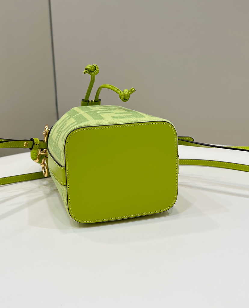 Fendi Bucket Bag Mon Tresor 8BS010 Acid green FF canvas mini-bag