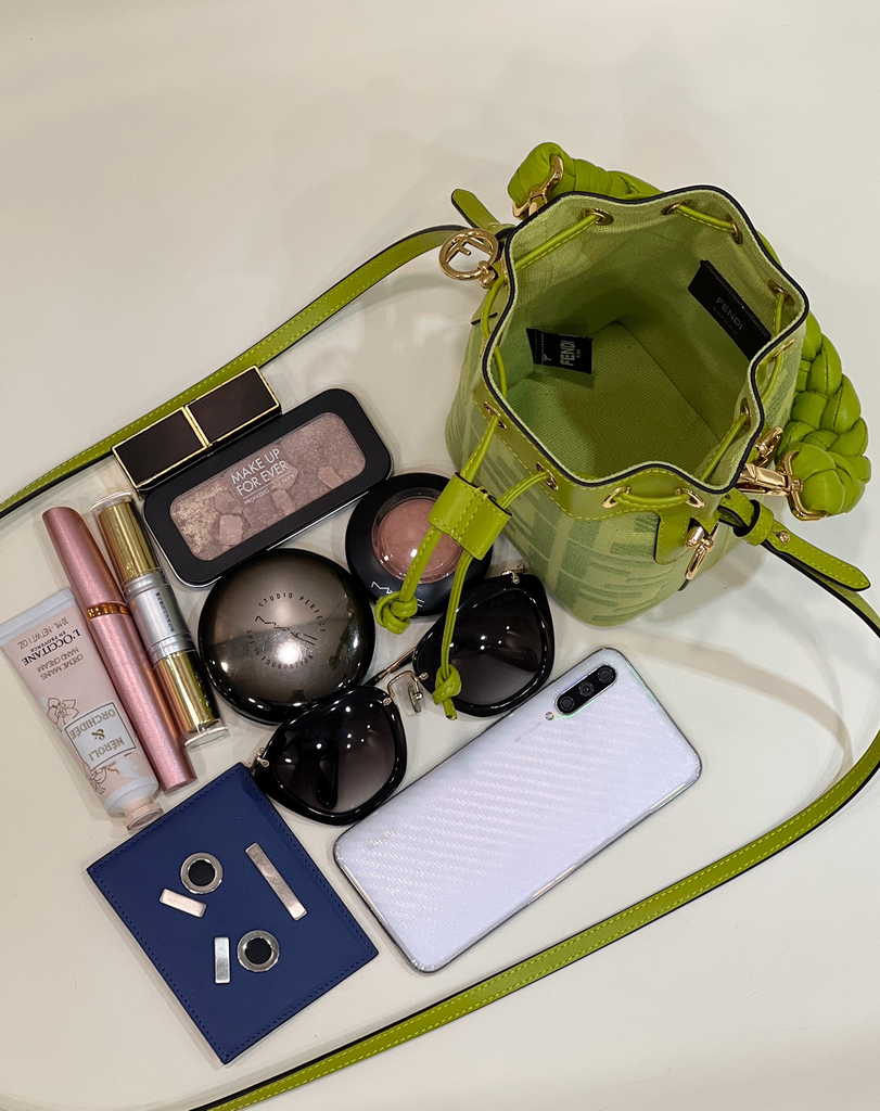 Fendi Bucket Bag Mon Tresor 8BS010 Acid green FF canvas mini-bag