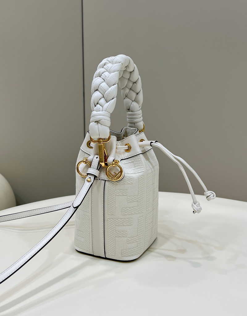 Fendi Bucket Bag Mon Tresor 8BS010 White FF canvas mini-bag