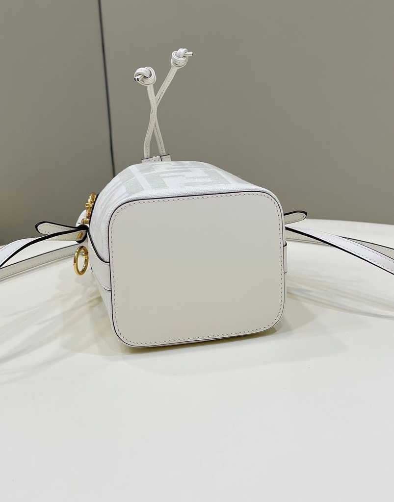 Fendi Bucket Bag Mon Tresor 8BS010 White FF canvas mini-bag