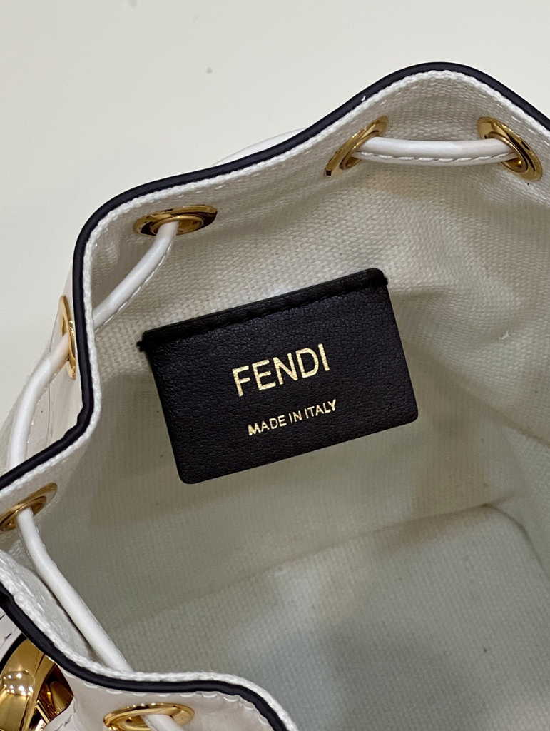 Fendi Bucket Bag Mon Tresor 8BS010 White FF canvas mini-bag