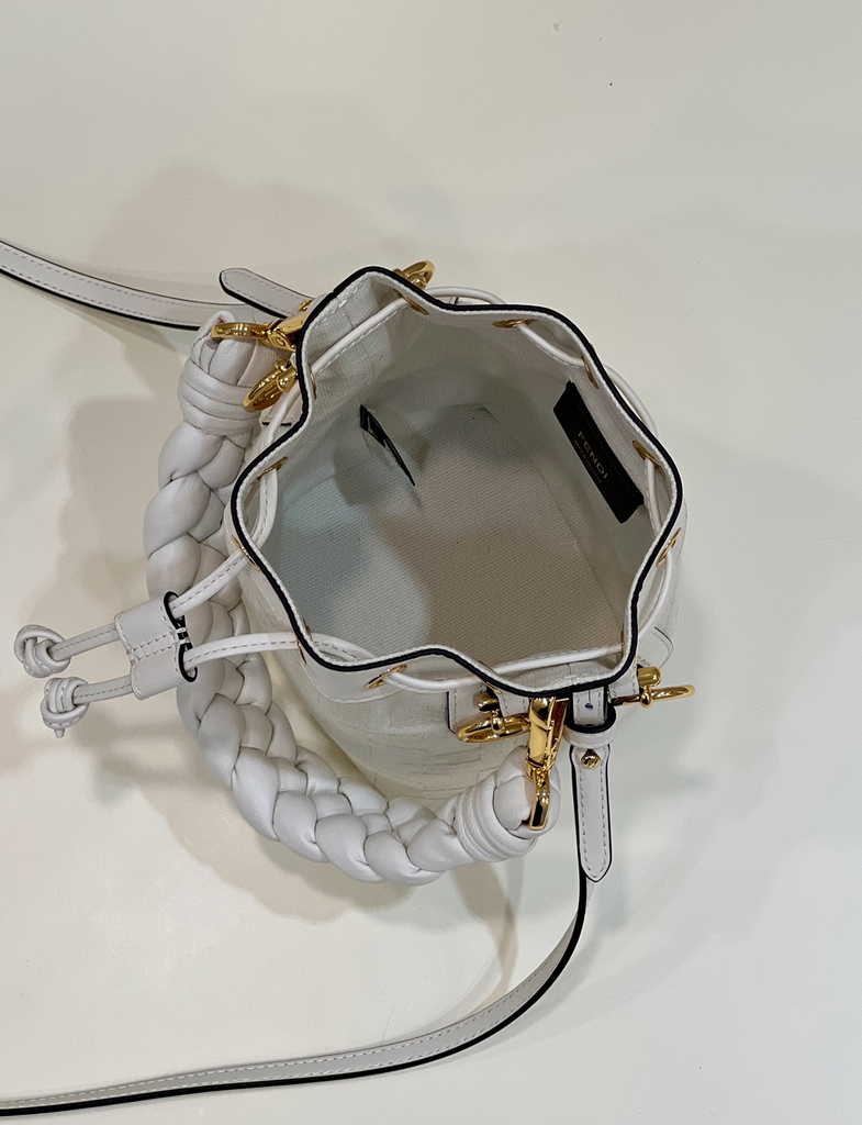Fendi Bucket Bag Mon Tresor 8BS010 White FF canvas mini-bag