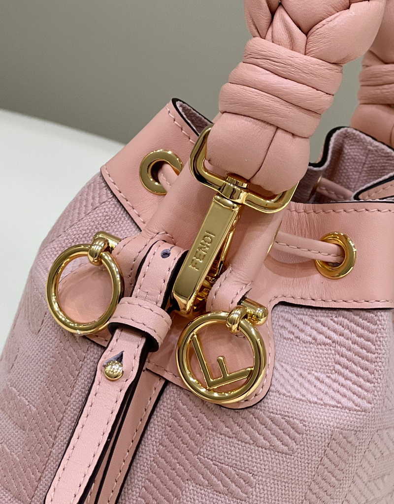 Fendi Bucket Bag Mon Tresor 8BS010 Pink FF canvas mini-bag