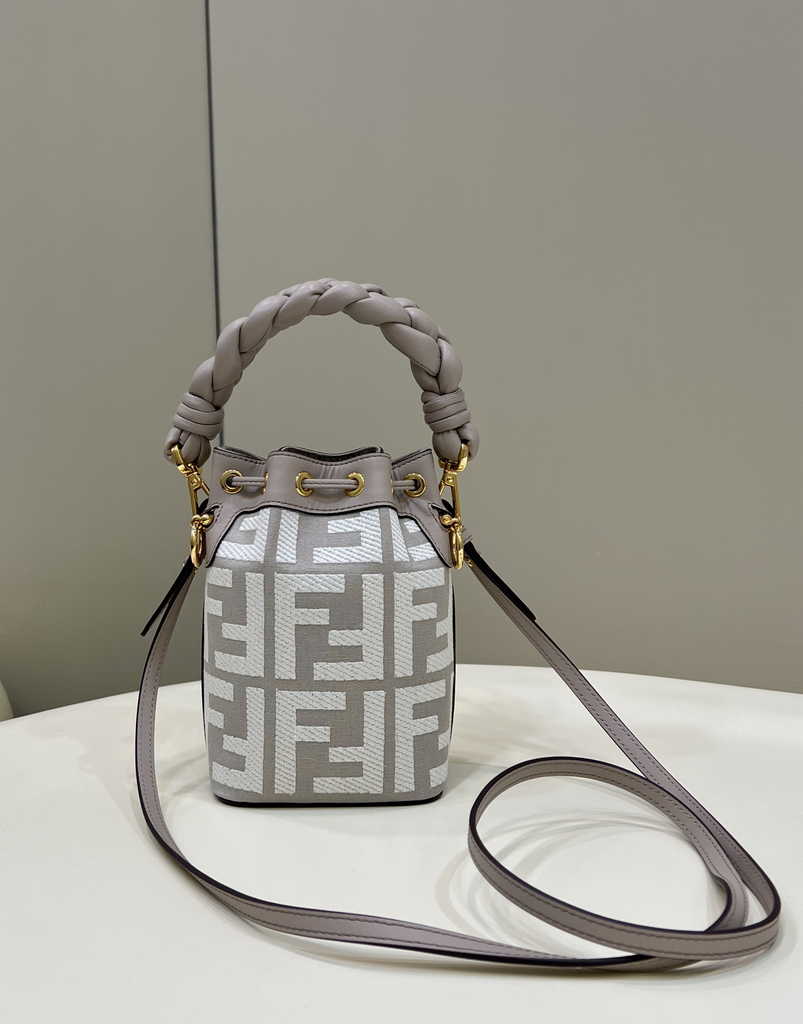 Fendi Bucket Bag Mon Tresor 8BS010 White canvas FF mini bag