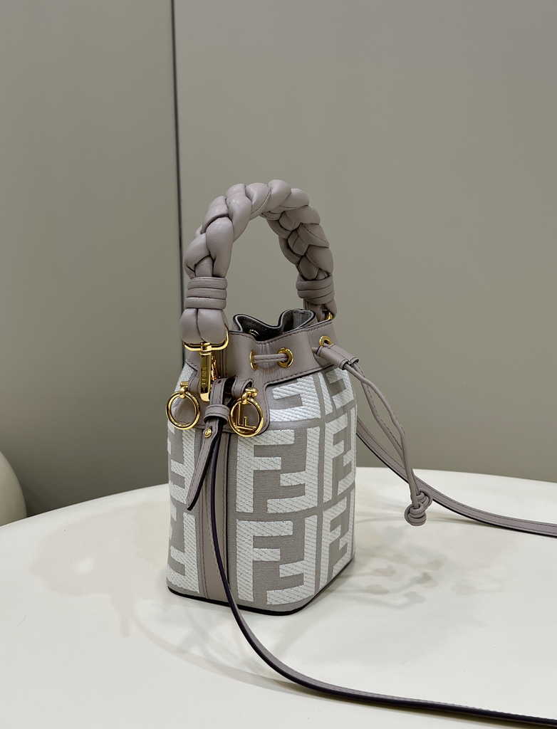 Fendi Bucket Bag Mon Tresor 8BS010 White canvas FF mini bag