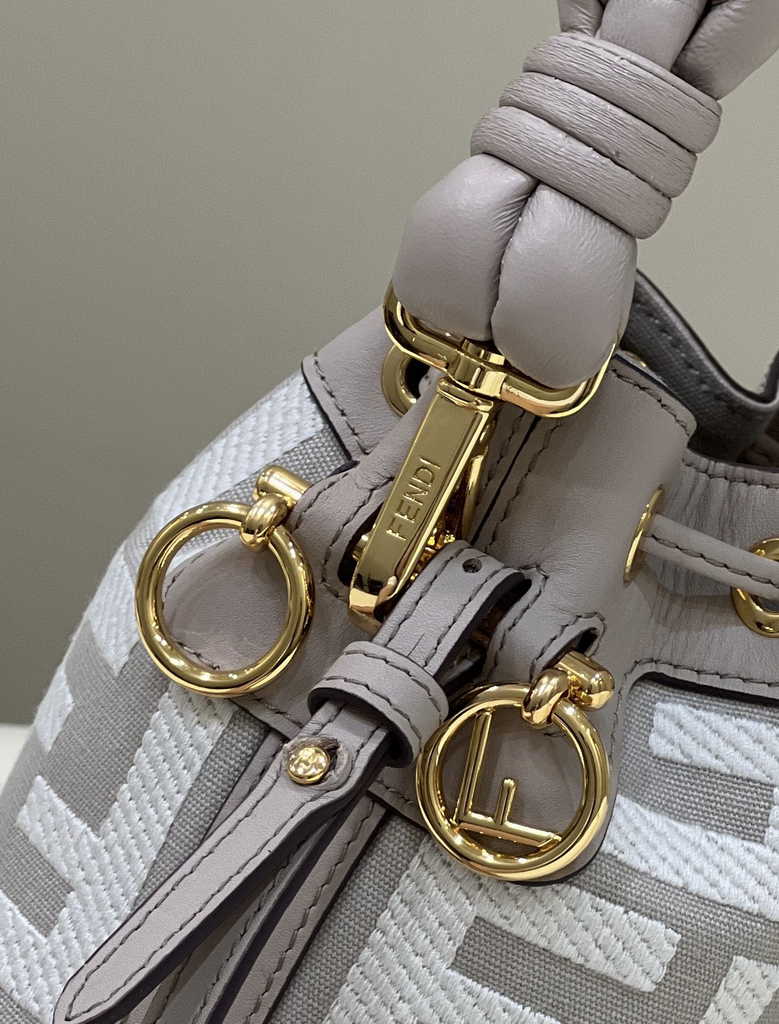 Fendi Bucket Bag Mon Tresor 8BS010 White canvas FF mini bag